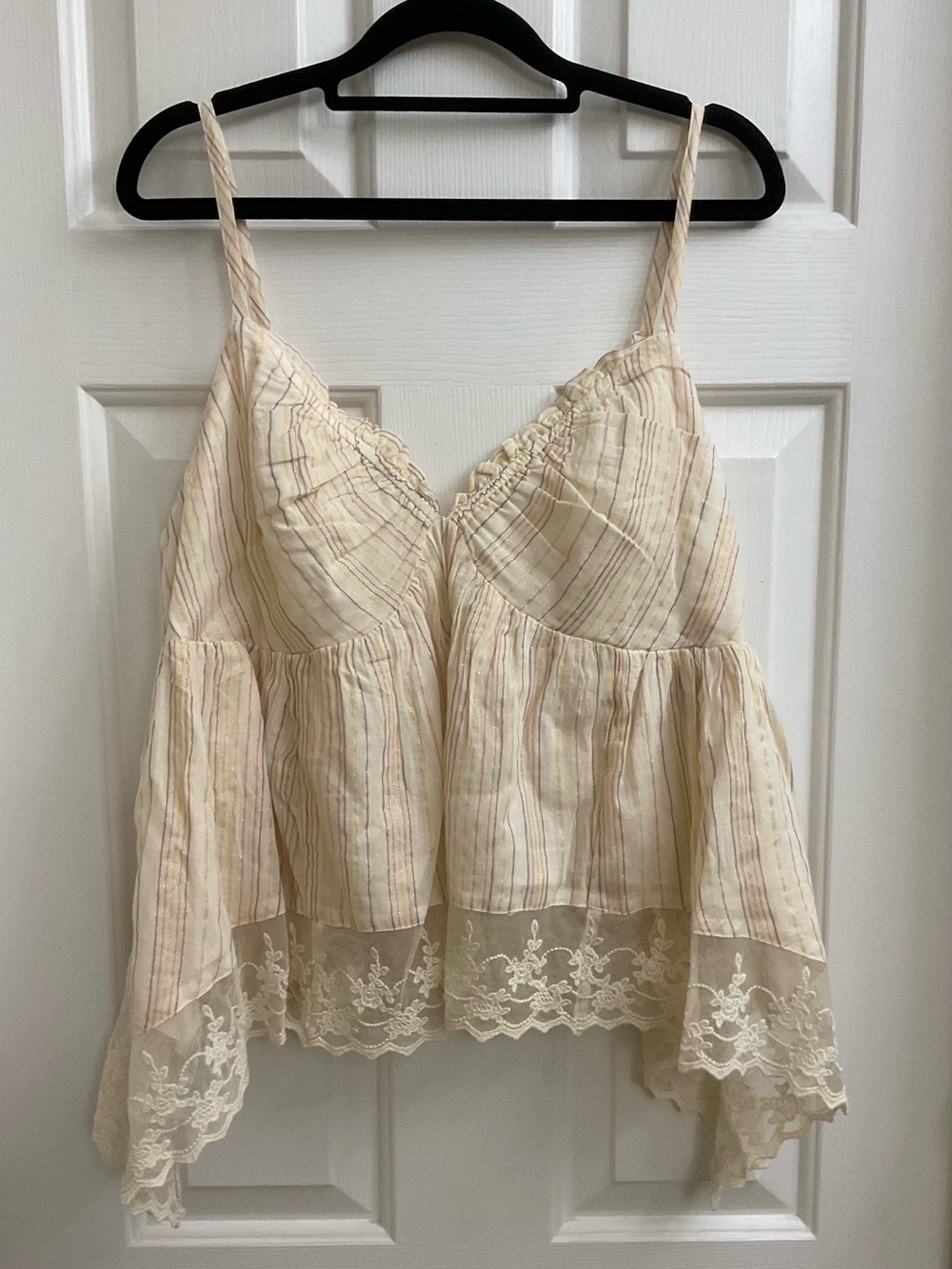 Cotton Lace-Trim Cami Top Size L NWT